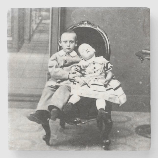 Posavasos De Piedra Haunting Vintage Sibling Portrait  (Anverso)