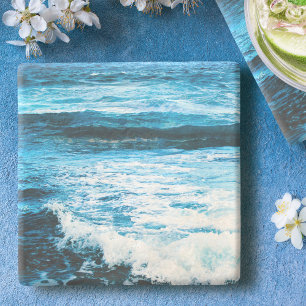 Posavasos De Piedra Hawái olas de océano turquesa foto tropical modern