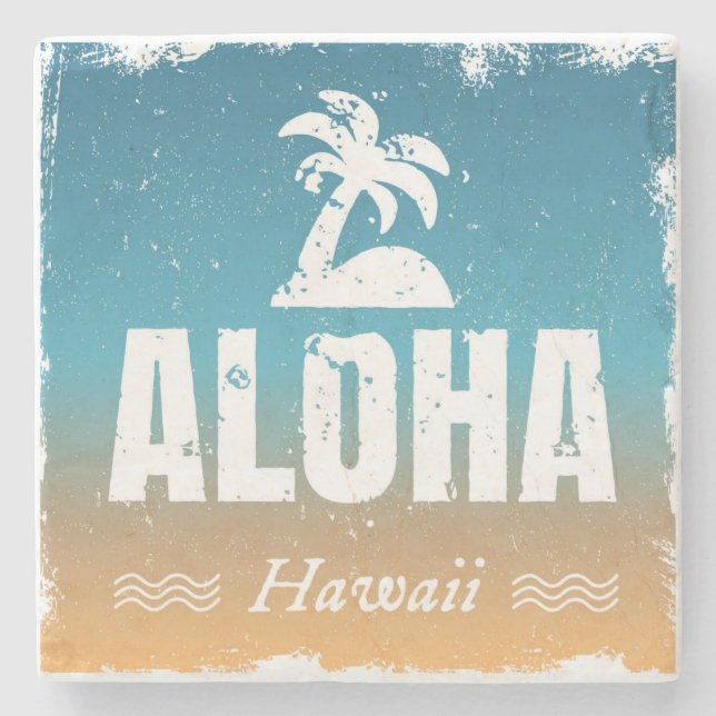 Posavasos De Piedra Hawaiana retra Hawaii (Anverso)