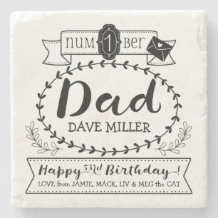 Posavasos De Piedra Haz Tu Propio Número 1 Papá Cumpleaños Cute Monogr
