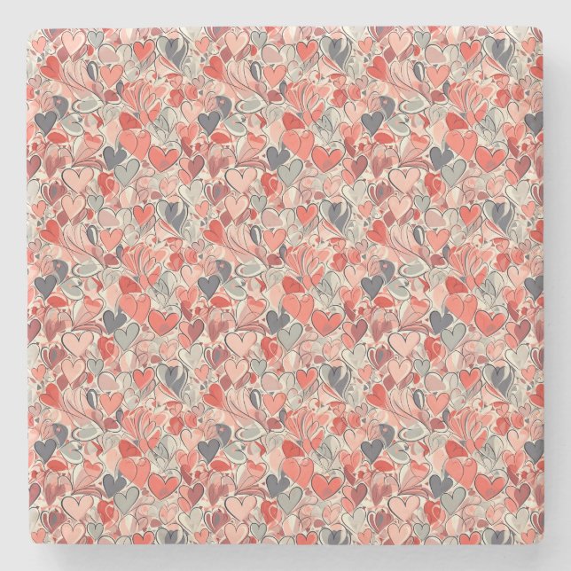 Posavasos De Piedra Heart Pattern - Cute and Lovely Valentine's Day (Anverso)