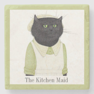 Posavasos De Piedra HECHO DE COCINA GATO Mármol Tapón de piedra + text