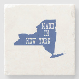 Posavasos De Piedra Hecho en Nueva York en forma de azul neoyorquino