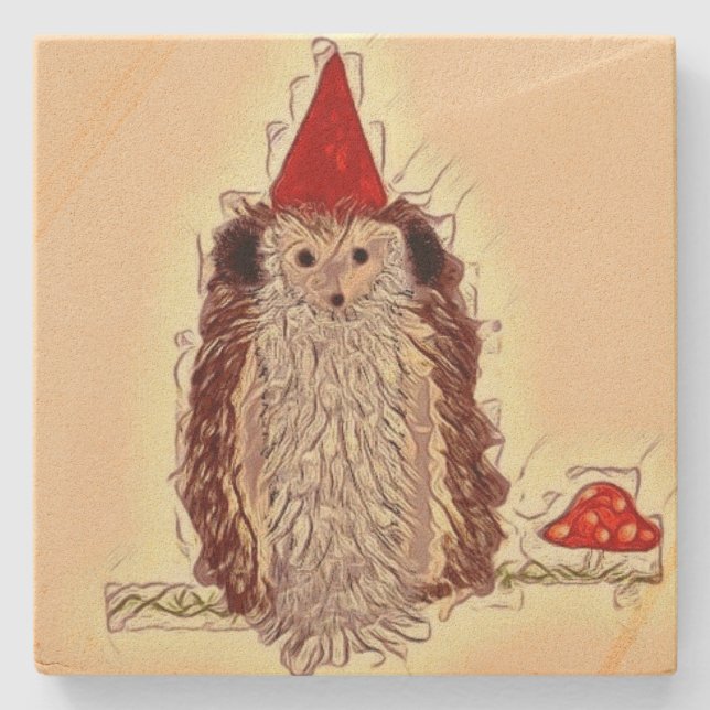 Posavasos De Piedra Hedgehog Garden Gnome Coaster (Anverso)