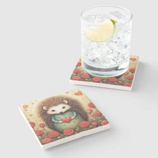 Posavasos De Piedra Hedgehog Love 2 (Lateral)