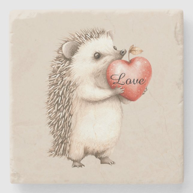 Posavasos De Piedra Hedgehog with Heart Love (Anverso)