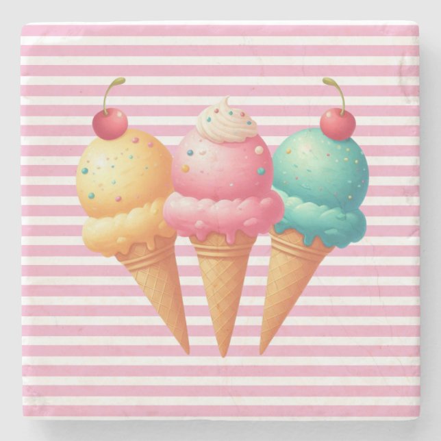 Posavasos De Piedra Helado colorido (Anverso)