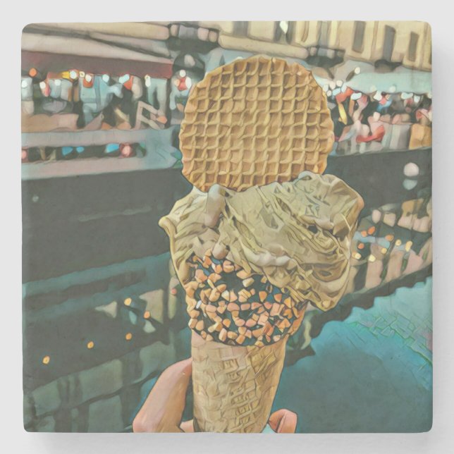 Posavasos De Piedra Helados de chocolate rociados (Anverso)