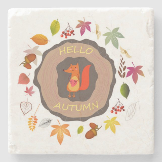 Posavasos De Piedra Hello Autumn Stone Coaster (Anverso)