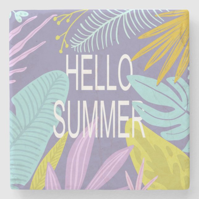 Posavasos De Piedra Hello Summer Tropical (Anverso)