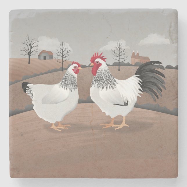 Posavasos De Piedra Hen & Rooster (Anverso)