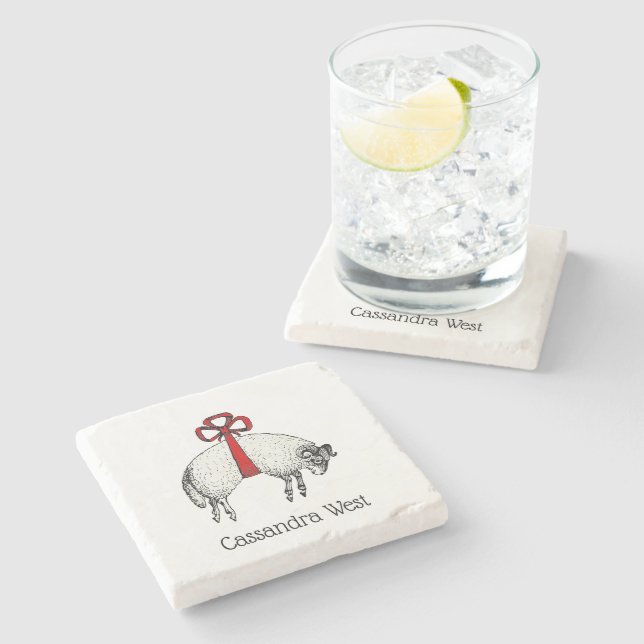 Posavasos De Piedra Heraldic Bang Fleece Ram Sheep Escudo Emblem (Lateral)