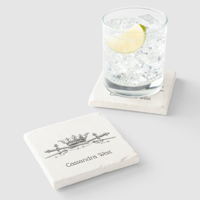 Posavasos De Piedra Heraldic Crown Swords Sabers Emblem Escudo (Lateral)