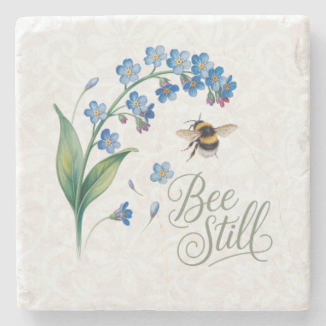 Posavasos De Piedra Heritage | Bee Still Botanical Marble – Watercolor (Anverso)