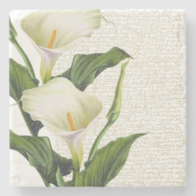 Posavasos De Piedra Hermosa Calla Lilies (Anverso)