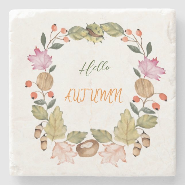 Posavasos De Piedra Hermosa cortina otoñal (Anverso)