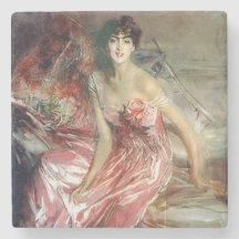 Hermosa dama de vestir rosa (Giovanni Boldini)
