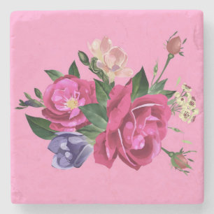 Posavasos De Piedra Hermosa escaparate de piedra Rosa