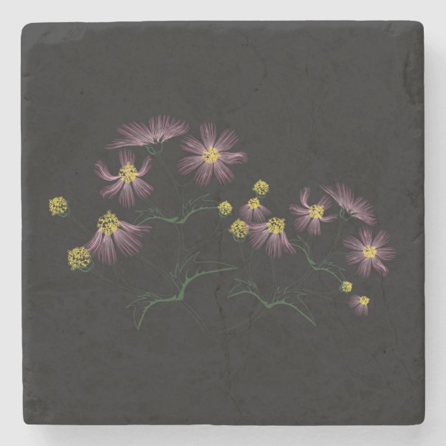 Posavasos De Piedra Hermosa escoba floral (Anverso)