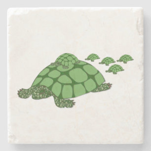Posavasos De Piedra Hermosa familia de tortugas