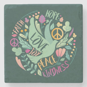 Posavasos De Piedra Hermosa Fe Amor Paz Alegría Esperanza Y Amabilidad