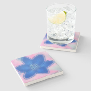 Posavasos De Piedra Hermosa flor Neon Blue Pink Lily