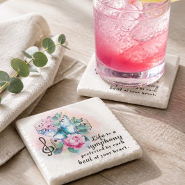 Posavasos De Piedra Hermosa Mariposa Azul Frase Inspiradora