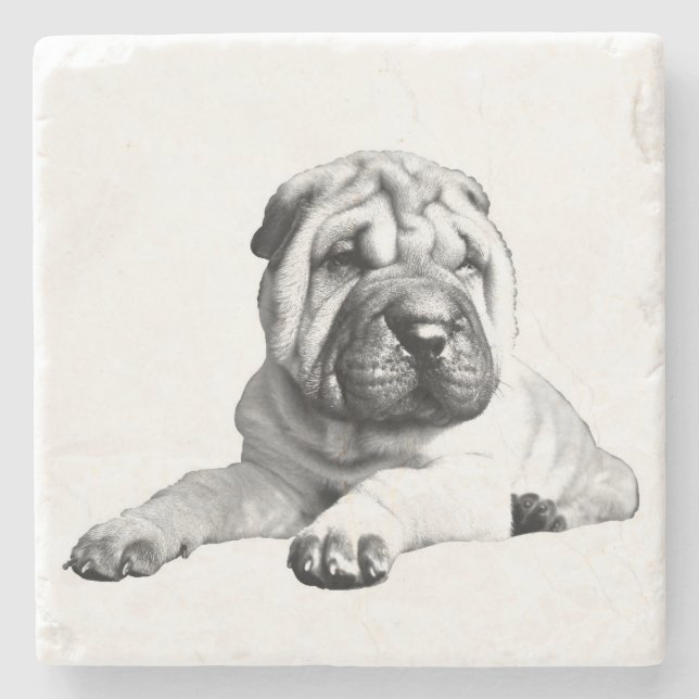 Posavasos De Piedra Hermosa montaña rusa de mármol de Shar Pei (Anverso)