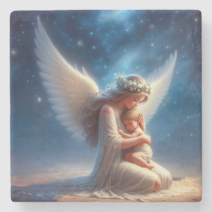 Posavasos De Piedra Hermosa pintura digital de ángel sosteniendo un be