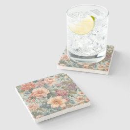 Posavasos De Piedra Hermosa pintura floral vintage de flores