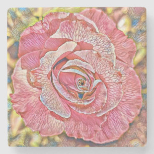 Posavasos De Piedra Hermosa pintura rosa rosa