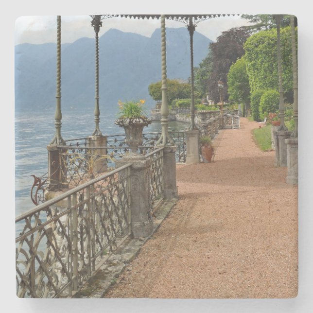 Posavasos De Piedra Hermosa terraza jardín del lago Como Italia (Anverso)