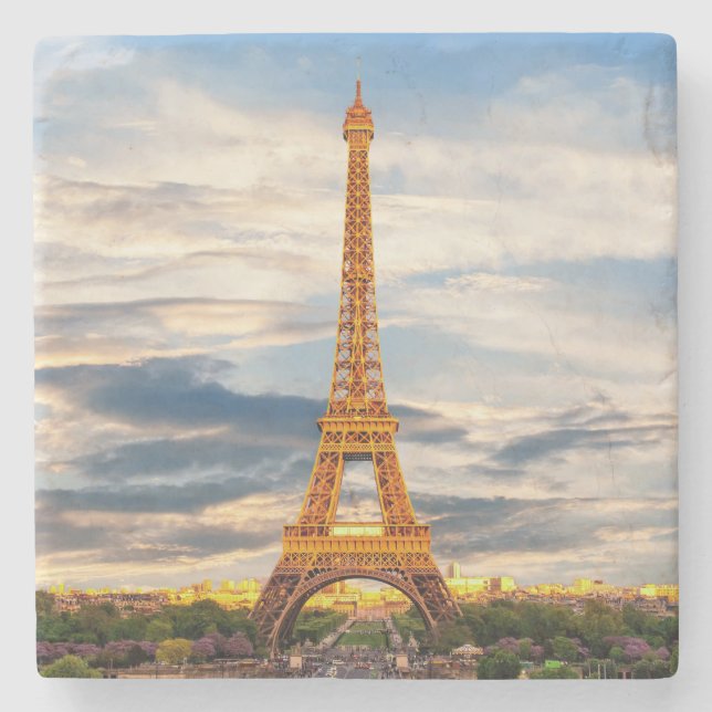 Posavasos De Piedra Hermosa Torre Eiffel París Francia (Anverso)