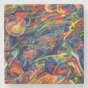 Posavasos De Piedra Hermosa y colorida obra de arte abstracta