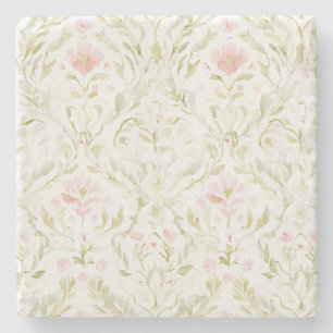 Posavasos De Piedra Hermosas Flores Blancas Rosadas