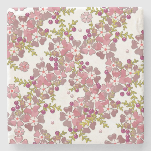 Posavasos De Piedra Hermosas flores de vidrio (Anverso)