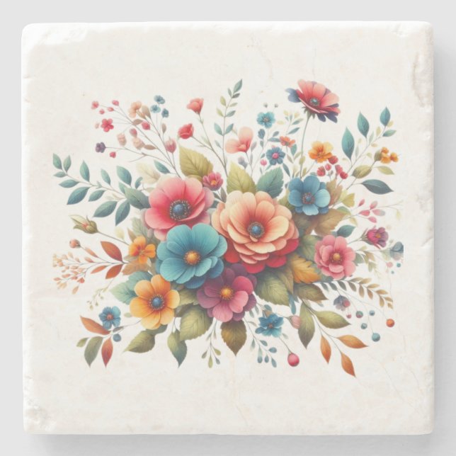 Posavasos De Piedra Hermosas flores Diseño-58576 (Anverso)