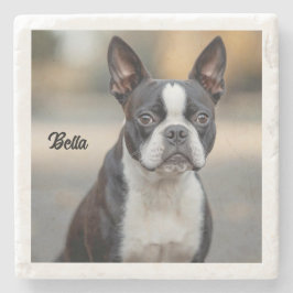 Posavasos De Piedra Hermoso Boston Terrier Personalizado
