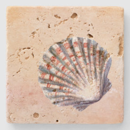 Posavasos De Piedra Hermoso caparazón de aquarela Playa Rosa