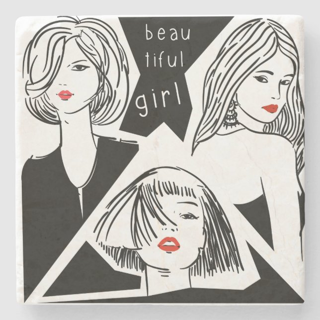 Posavasos De Piedra hermoso chica (Anverso)