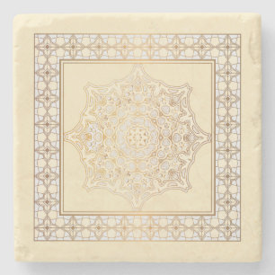 Posavasos De Piedra Hermoso diseño de desplazamiento de mandala