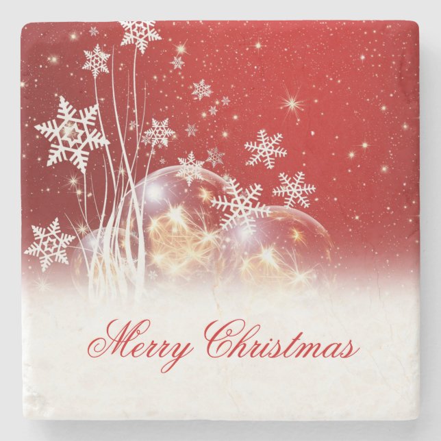 Posavasos De Piedra Hermoso ilustracion festivo "Feliz Navidad" (Anverso)