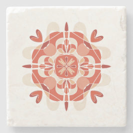 Posavasos De Piedra Hermoso mandala rojo abstracto fondo blanco