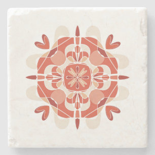 Posavasos De Piedra Hermoso mandala rojo abstracto fondo blanco