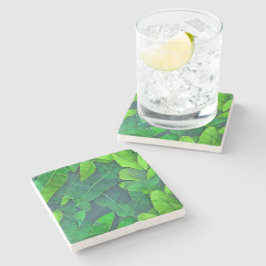 Posavasos De Piedra Hermoso patrón de hojas verdes