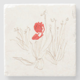 Posavasos De Piedra Hermoso tulipán en el viento y la lluvia