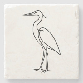 Posavasos De Piedra Heron Line Art – Minimalist Bird Illustration