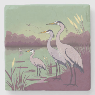 Posavasos De Piedra Herons by the Lake