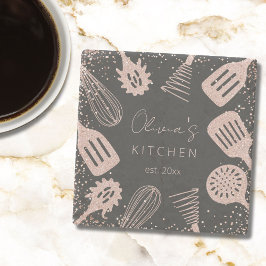 Posavasos De Piedra Herramientas de cocina Rosa Purpurina de oro perso