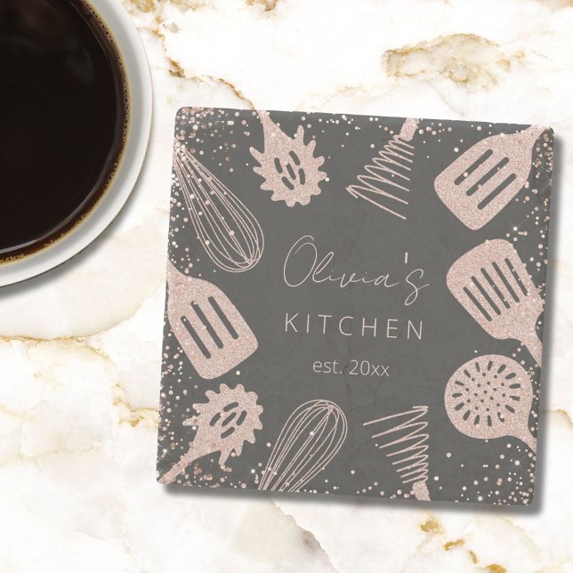 Posavasos De Piedra Herramientas de cocina Rosa Purpurina de oro perso (In situ)